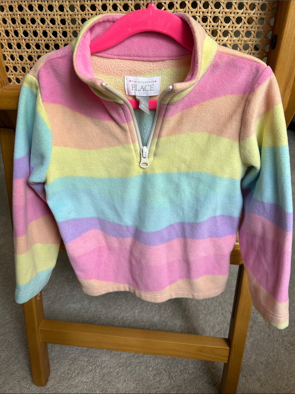 The Children's Place Pastel Rainbow Quarter-Zip Fleece Pullover